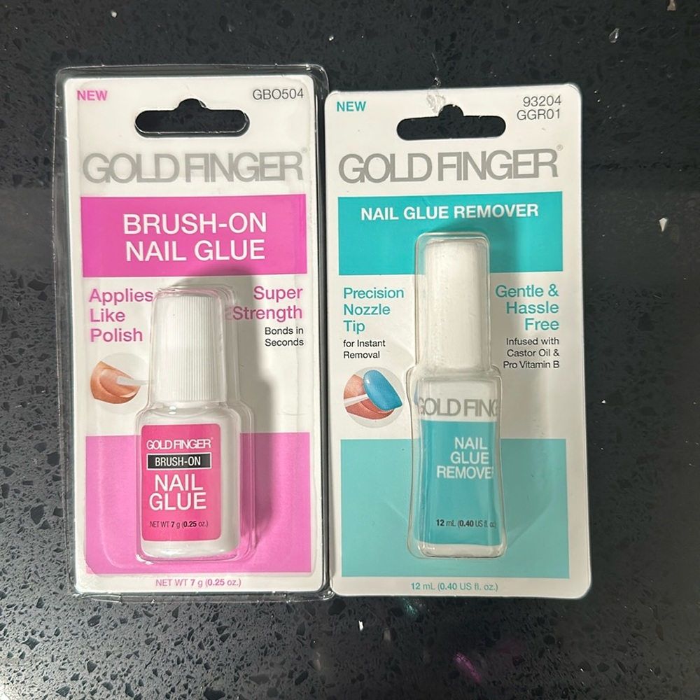 NEW Goldfinger Brush on Nail Glue & Nail Glue Remover